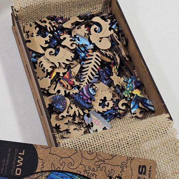 UNIDRAGON Charming Owl Wooden Jigsaw Puzzle Small 5.9 x 10.2 in. 101 Pieces Nice - Picture 10 of 10